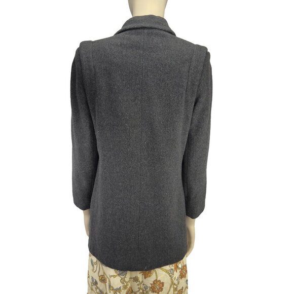 VINTAGE Pavillon Luxury Wool Gray 80’s 90’s Power Shoulders Tailored Jacket S - Picture 6 of 9